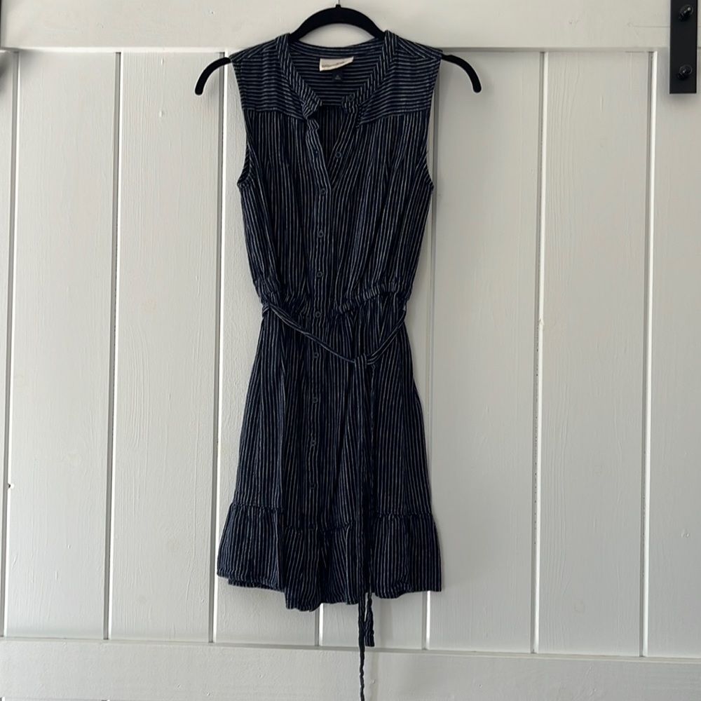 Blue and white striped dress